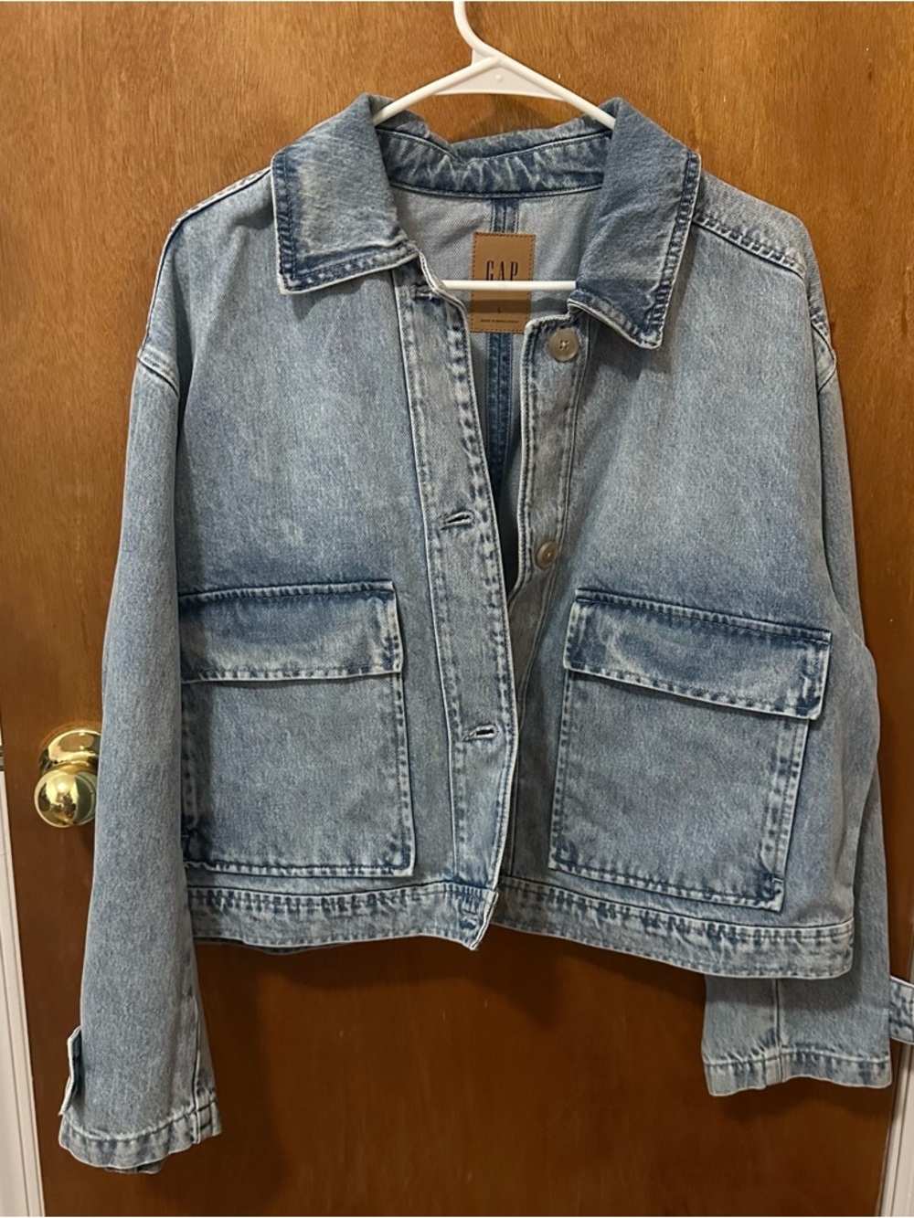 GAP Oversized Light Blue Denim Jacket with Flap Pockets